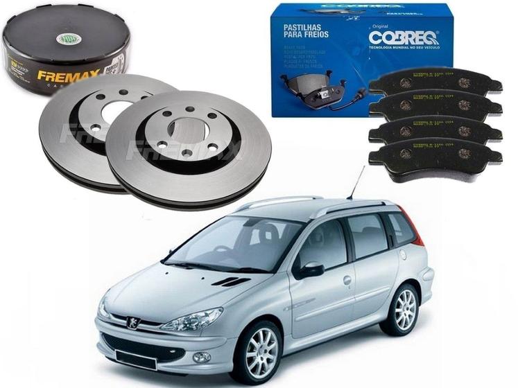 Imagem de Kit disco pastilha freio dianteiro cobreq peugeot 206 sw 1.6 2005 a 2009