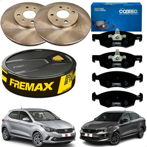 Imagem de Kit Disco + Pastilha Freio Dianteiro Fiat Argo Fiat Cronos 1.3 8v 2017 2018 2019 2020 2021....