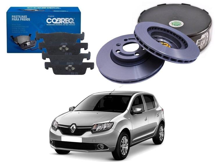 Imagem de Kit disco pastilha freio dianteiro fremax cobreq original renault sandero 1.0 1.6 2014 a 2020