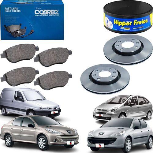 Imagem de Kit Discos + Pastilhas Freio Dianteira Peugeot 207 208 307..