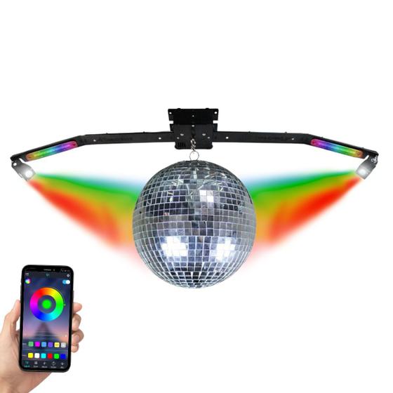 Imagem de Kit Discoteca Rgb Globo 30cm Deltrônica 2 Canhões Strobo Led