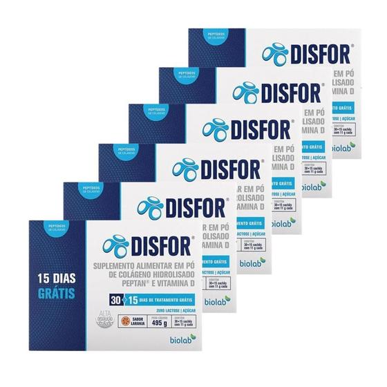 Imagem de Kit Disfor Sabor Laranja Com 6 Unidades De 45 Sachês De 11g Cada