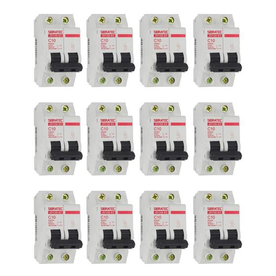 Imagem de Kit Disjuntor Mini Bipolar 20A  Curva C  6Ka 