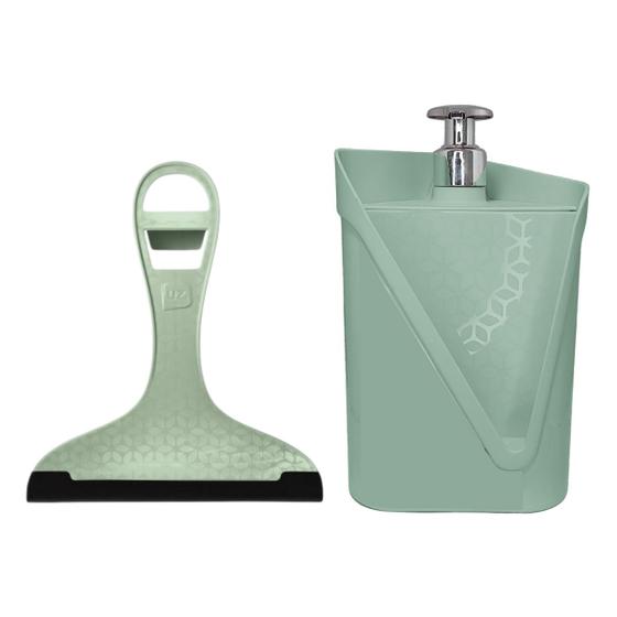 Imagem de Kit Dispenser Porta Detergente Com Rodinho De Pia Decoração Versátil Resistente