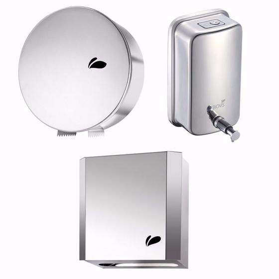 Kit Dispenser Saboneteira Inox + Toalheiro + Rolão Biovis - Kit de ...