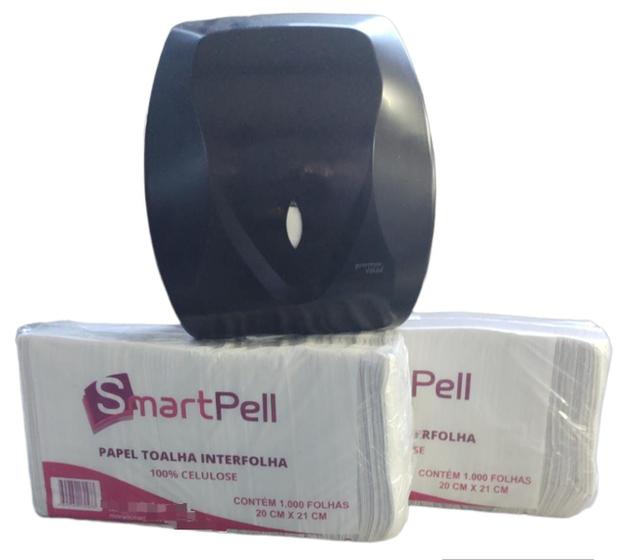 Imagem de Kit dispenser velox + papel toalha interfolha 2000 folhas