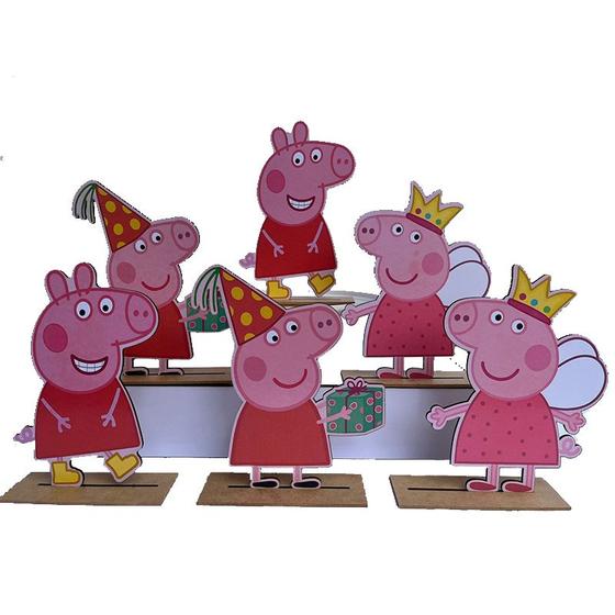 Imagem de Kit Display de Mesa 6 Peças Para Festa Peppa Pig MDF