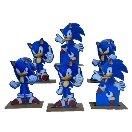 Imagem de Kit Display De Mesa 6 Peças Para Festa Sonic Mdf