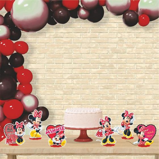 Imagem de Kit Display Enfeite Mesa Festa Decoração Minnie  EVA Vermelha