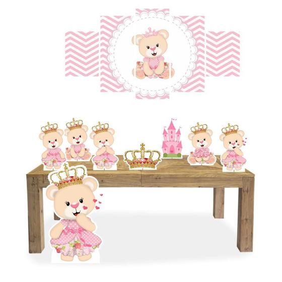 Imagem de Kit Display Festa Ursa Princesa + Quadro Decorativo Mosaico