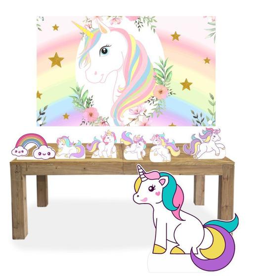 Kit Display mdf Unicornio Com 07 Pçs + Painel Grande Menor preço em Kit Display mdf Unicornio Com 07 Pçs + Painel Grande