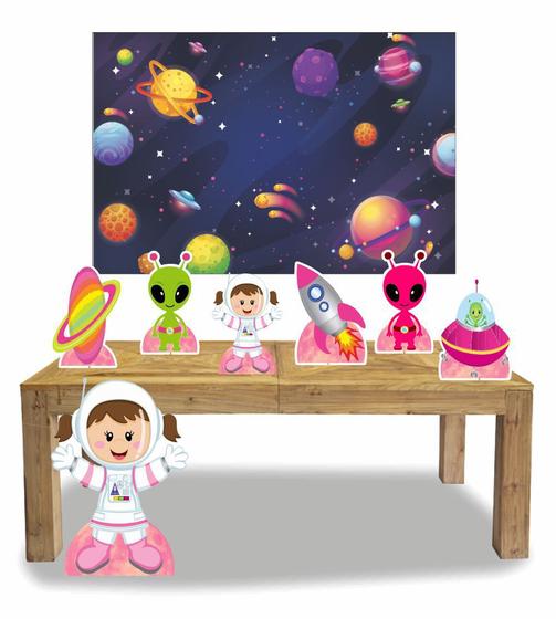 Imagem de Kit Display Menina Astronauta 7 Pçs + Painel Grande