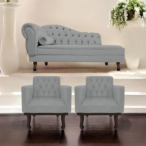 Imagem de Kit Diva Recamier Diana 185cm Lado Direito e 02 Poltronas Classic Corano - ADJ Decor