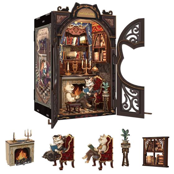 Imagem de Kit DIY de Quarto em Miniatura - Book Nook Count Cat's Study