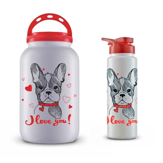 Imagem de Kit dog love pote ração 3,6l + garrafa squeeze 750ml