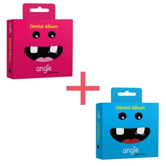 Imagem de Kit Dois Álbuns Dentais Para Dentes De Leite Angie Azul e Rosa