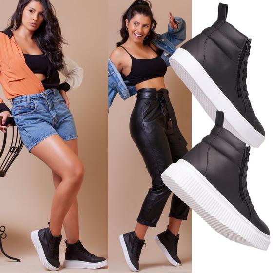 Kit Dois Estilos, Uma Cor: Coturno Feminino Plataforma Esporte