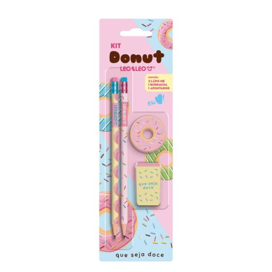 Imagem de Kit Donut com 2 lápis HB + apontador + borracha