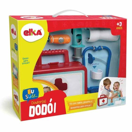 Imagem de Kit Doutor(a) Dodói Elka Com Maleta + Acessórios Brinquedo Faz De Conta Médico(a) Crianças +3 Anos