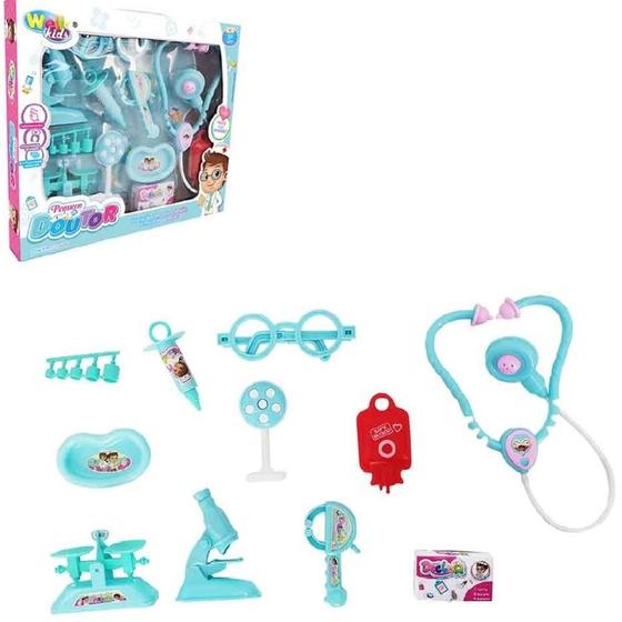 Imagem de Kit doutor infantil brinquedo de enfermagem completo com 10 peças estilo profissional