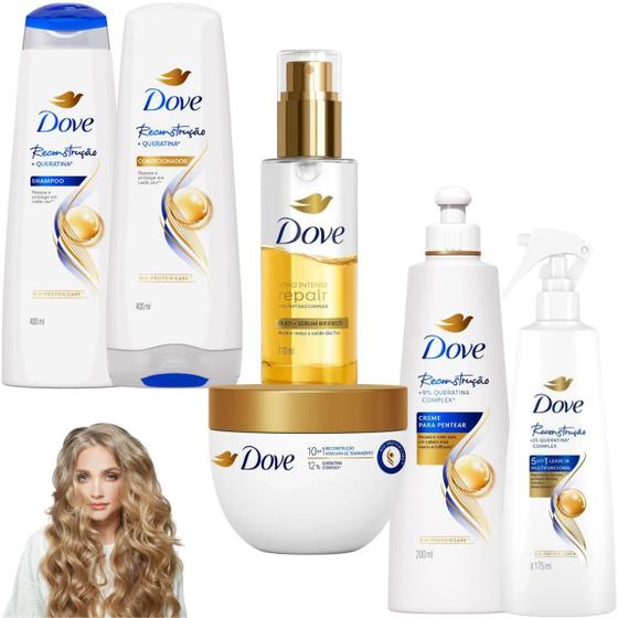 Imagem de Kit Dove Reconstrução Queratina Óleo Sérum Bifásico Complex