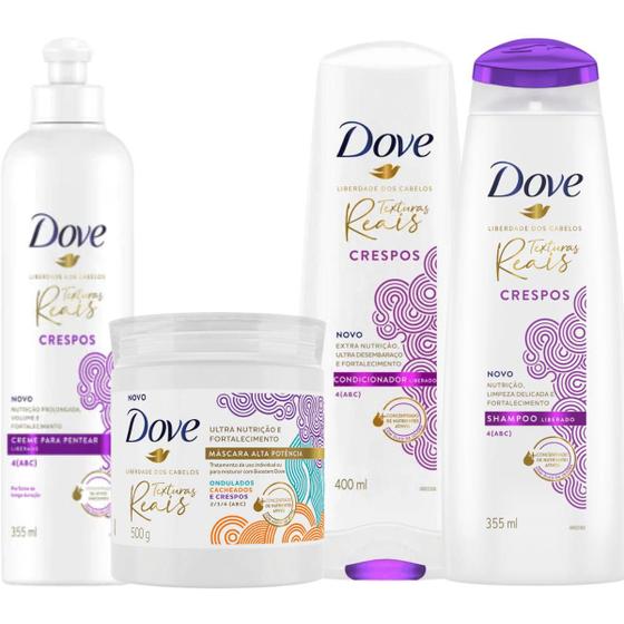 Imagem de Kit Dove Texturas Reais Cabelo Crespos Óleo Jojoba Completo