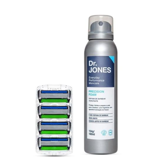 Imagem de Kit Dr Jones Espuma para Barbear 160ml e Kit Recarga The Razor 6 com 4 unidades