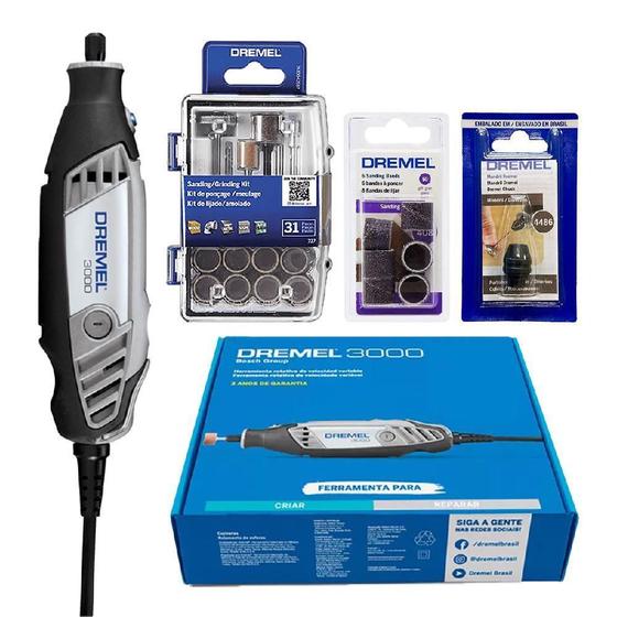Kit Dremel 3000+ Discos De Corte (408)+ 31 Peças (727) 220V Menor preço em Kit Dremel 3000+ Discos De Corte (408)+ 31 Peças (727) 220V