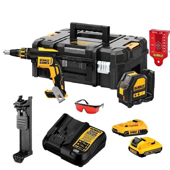 Imagem de Kit Drywall Parafusadeira DCF620 20V + Nível Laser Dce088b + Acessórios Dewalt