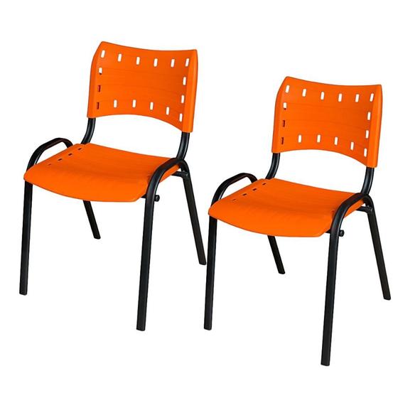 Imagem de Kit Duas Cadeiras Ergonômica Escritório Igreja Recepção Encosto Home Office Empilhavel