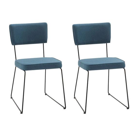 Imagem de Kit Duas Cadeiras Roma Aço Preto Azul Jeans - OOCA Móveis