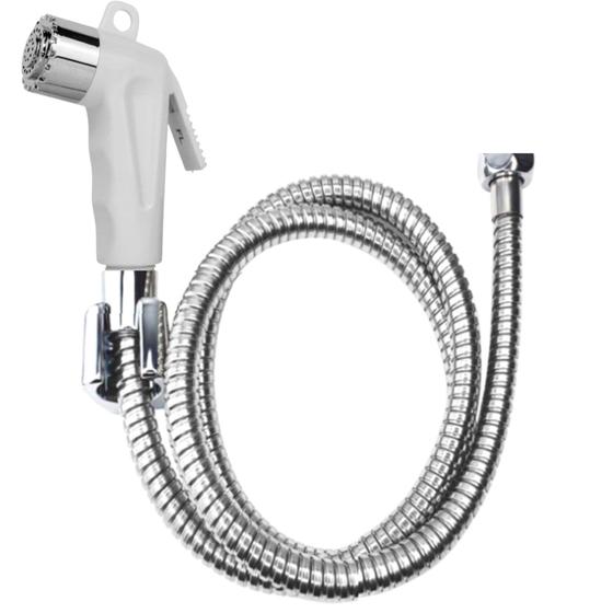 Kit Ducha Higiênica Com Engate Mangueira Flexível 1,20m + Gatilho ABS Branco Bico Cromado Menor preço em Kit Ducha Higiênica Com Engate Mangueira Flexível 1,20m + Gatilho ABS Branco Bico Cromado