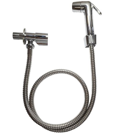 Imagem de Kit Ducha Higiênica Metal com Gatilho Com Mangueira de 1,2 mt com Registro