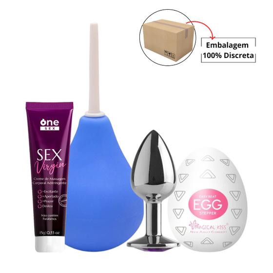 Imagem de Kit Ducha Higienica + Plug Anal Tamanho P + Sex Virgin Gel Adstringente Corporal + Egg Masturbador