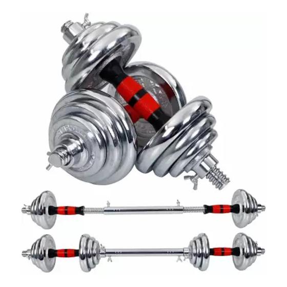 Imagem de Kit Dumbbell + barra halter + Barra com 50kg Cromado