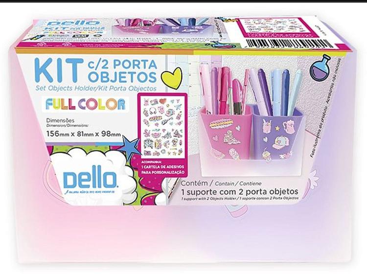 Imagem de Kit Duo Porta Objetos Full Color Rosa E Roxo- Dello