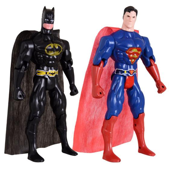 Imagem de Kit Dupla De Heróis Articuláveis Batmam Traje e Super Homem