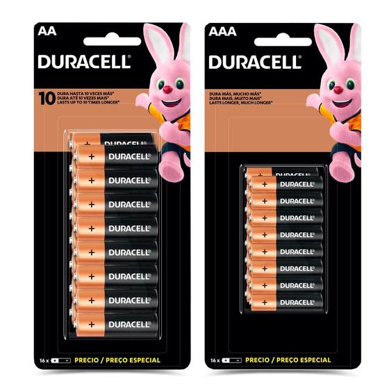 Imagem de kit Duracell Duralock 16 Pilhas Alcalina AA + 16 Pilhas Alcalina AAA