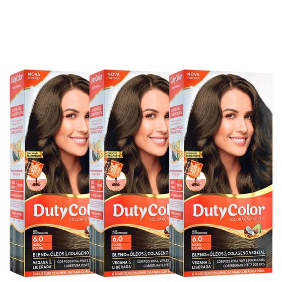 Imagem de Kit DutyColor 6.0 Louro Escuro - Coloração Permanente (3 produtos)