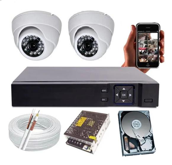 KIT DVR + 2 Câmeras Dome Infra vermelho 1200 linhas alta Resolução + HD ...