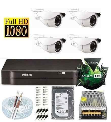 Imagem de Kit Dvr 4 Canais Intelbras 4 Câmeras 2 Mega Full Hd 1080p