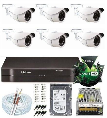 Kit Dvr 8 Canais Hd Intelbras 6 Câmeras 2 Mega Full Hd 1080p Menor preço em Kit Dvr 8 Canais Hd Intelbras 6 Câmeras 2 Mega Full Hd 1080p