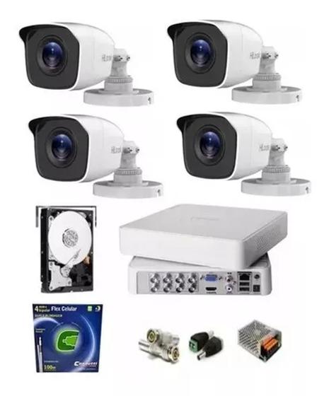 Imagem de Kit Dvr 8 Canais Hikvision + Hd + 04 Cameras + Acessorios