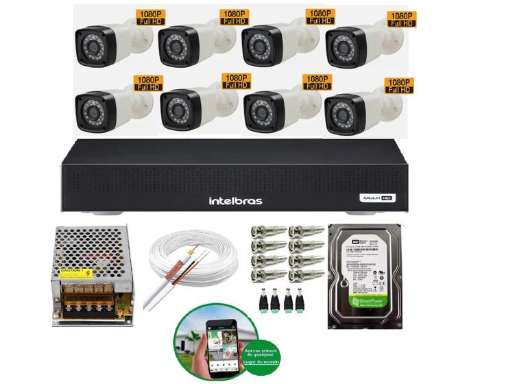 Kit Dvr 8 Canais Multi Hd Intelbras + 8 Câmeras 2 Mega Full Hd 1080p C/HD 1 TERA Menor preço em Kit Dvr 8 Canais Multi Hd Intelbras + 8 Câmeras 2 Mega Full Hd 1080p C/HD 1 TERA