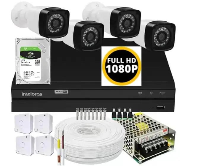 Imagem de Kit dvr Intelbras 8 canais 1TB 4 câmeras Full HD 20m