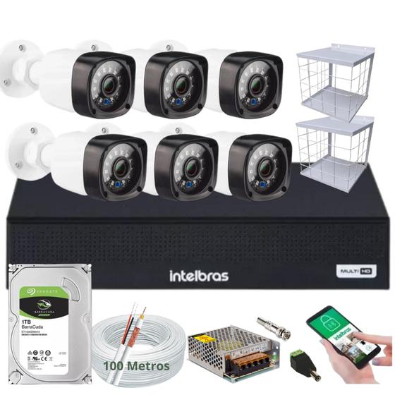 Imagem de Kit Dvr Intelbras 8 Canais H.265 1tb 8 Câmeras Full Hd 20m+Grade de Proteção Completo