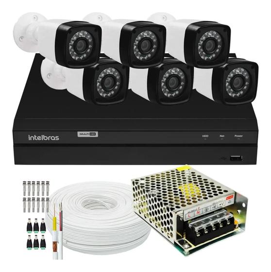 Imagem de Kit Dvr Intelbras 8 Canais H.265 Sem Hd 6 Câmeras 1080p 2mp