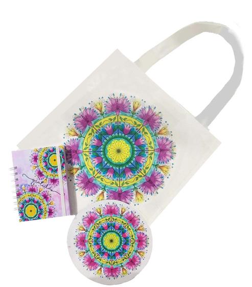 Imagem de Kit Ecobag Mandala Roxa Agenda Funcional MousePad Antiderrapante Resistente Coloricasa