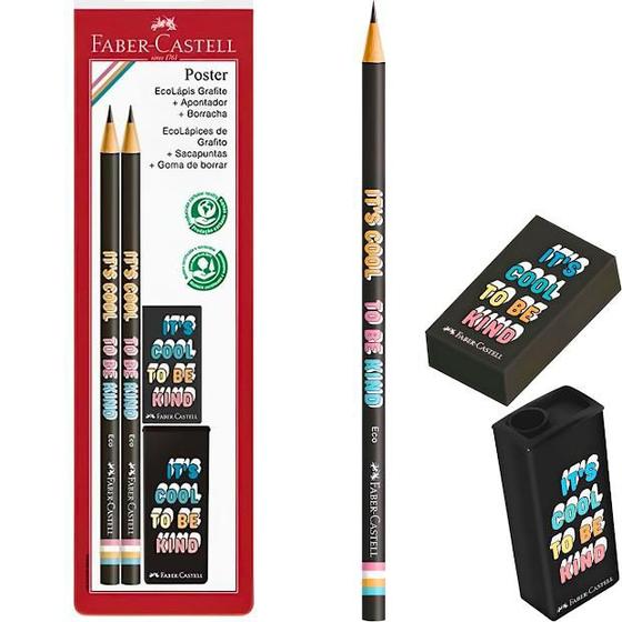 Imagem de Kit EcoLápis Grafite+Apontador+Borracha Preto Faber Castell