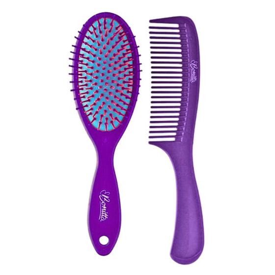 Imagem de Kit Econômico Com 1 Escova De Cabelo e 1 Pente Médio Bonitta